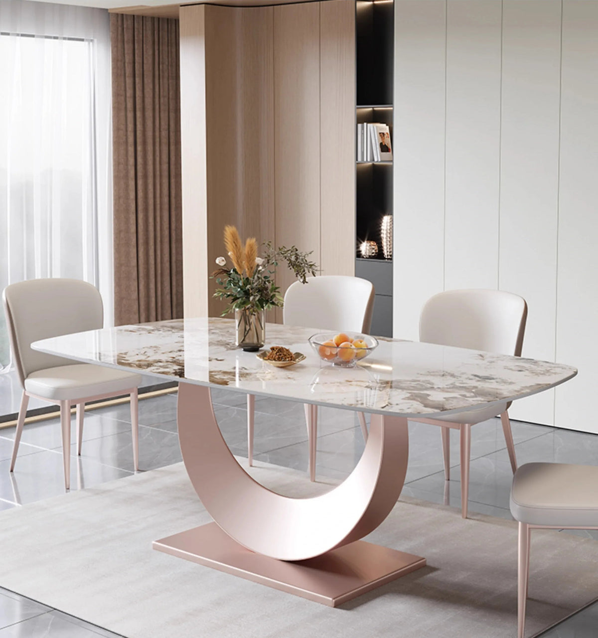Lorenza Rectangular Marble Dining Table